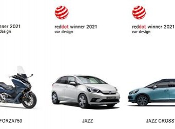 HONDA ZÍSKALA OCENĚNÍ RED DOT 2021 ZA NOVÝ SKÚTR FORZA 750 A AUTOMOBILY JAZZ, CROSSTAR